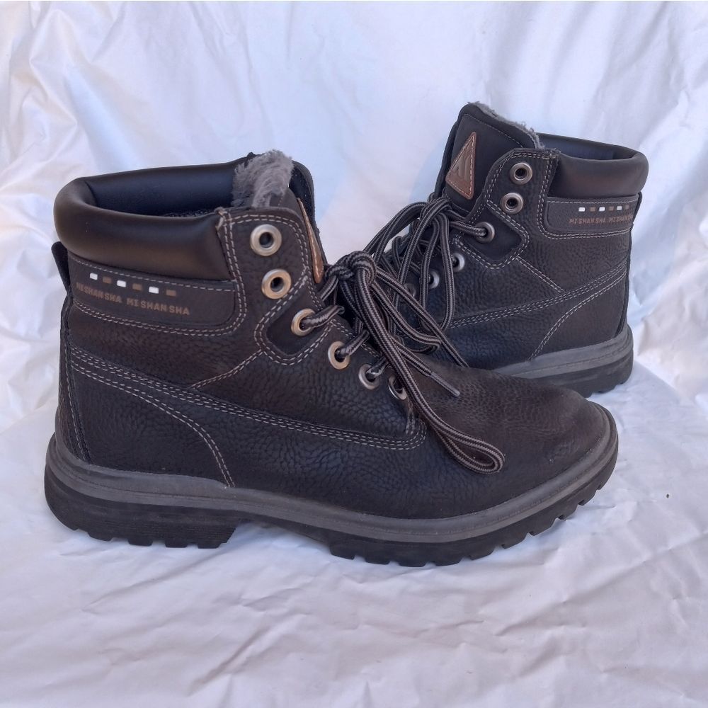 MISHANSHA Womens Lace Up Ankle Boots Black Size 37/6.5 Faux Fur Interior